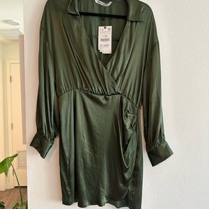 Zara silk wrap dress NWT